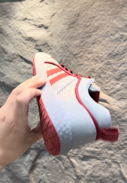 Summer mesh breathable red and gray casual shoes
