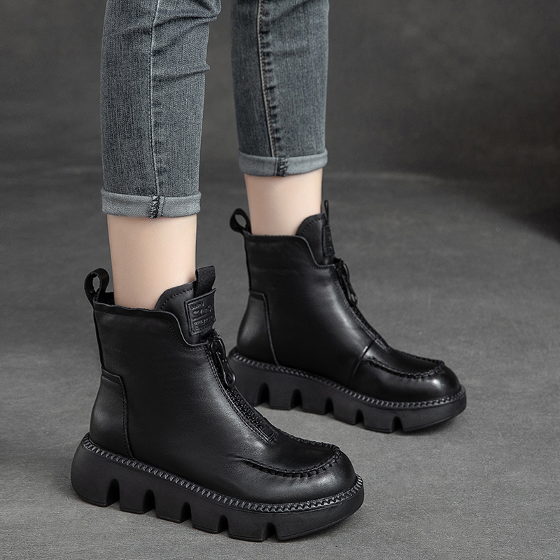 Platform Velvet Insulated Leather Boots