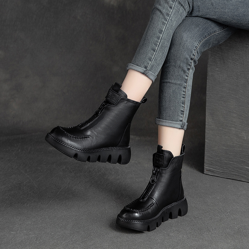 Platform Velvet Insulated Leather Boots
