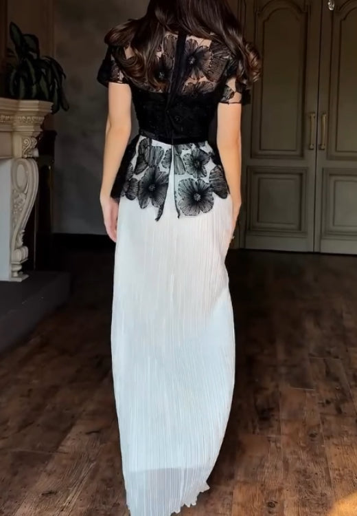 Elegant hand-embroidered lace top