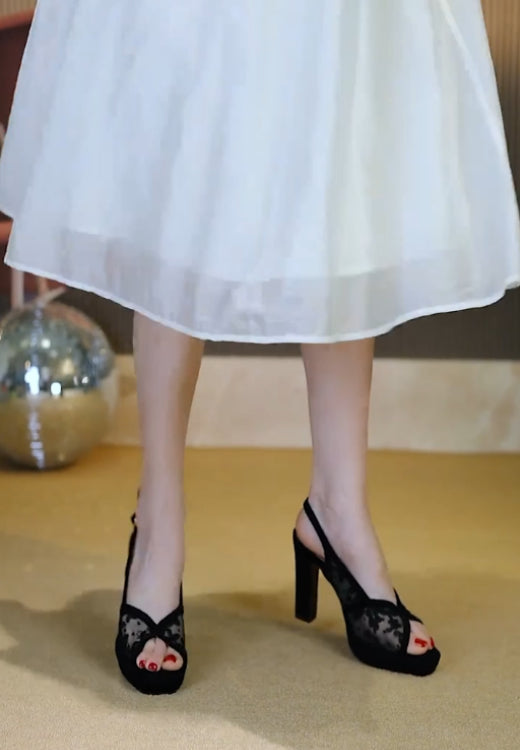 Elegant lace fishmouth sandals