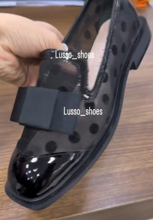 Fashion bow polka dot mesh casual shoes