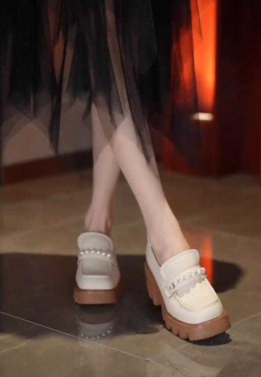 Pearl heightening Mary Jane shoes in summer