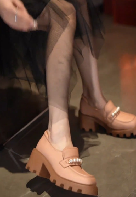 Pearl heightening Mary Jane shoes in summer