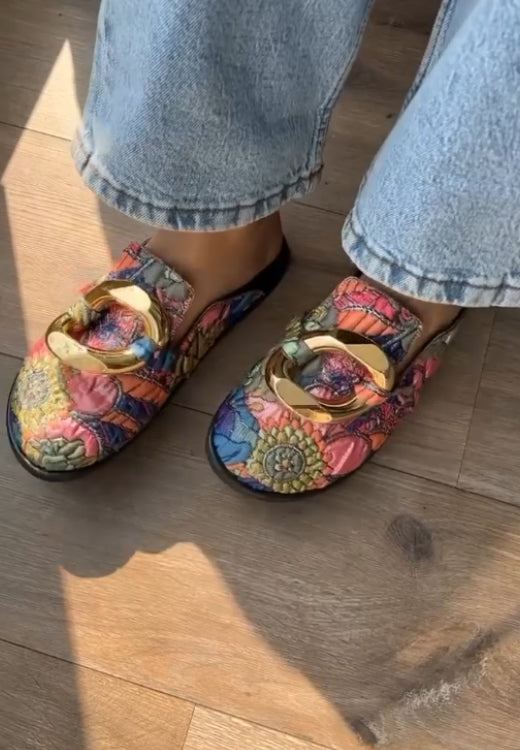 Color printed metal half slippers