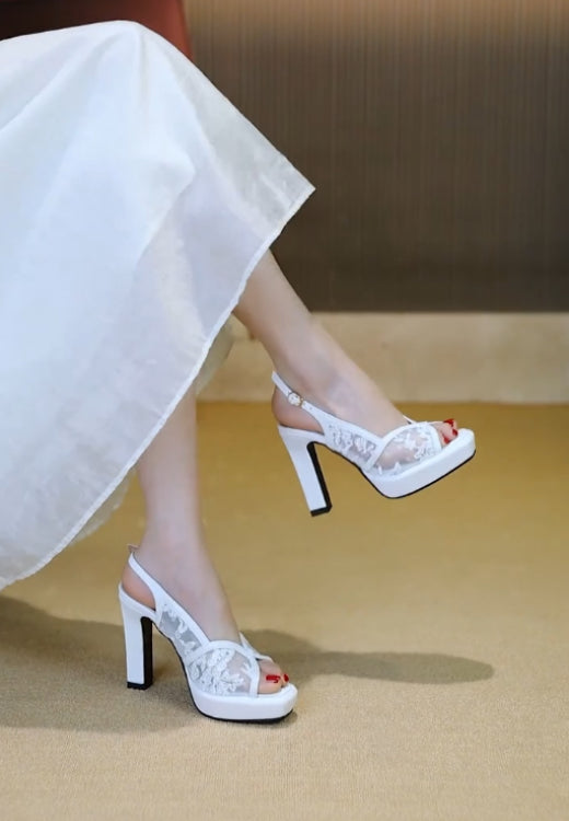 Elegant lace fishmouth sandals