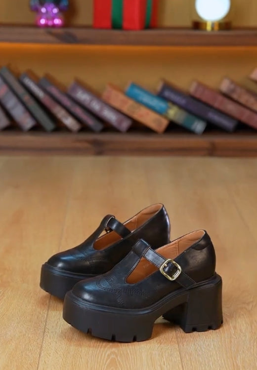 Elegant Roman high heel casual leather shoes