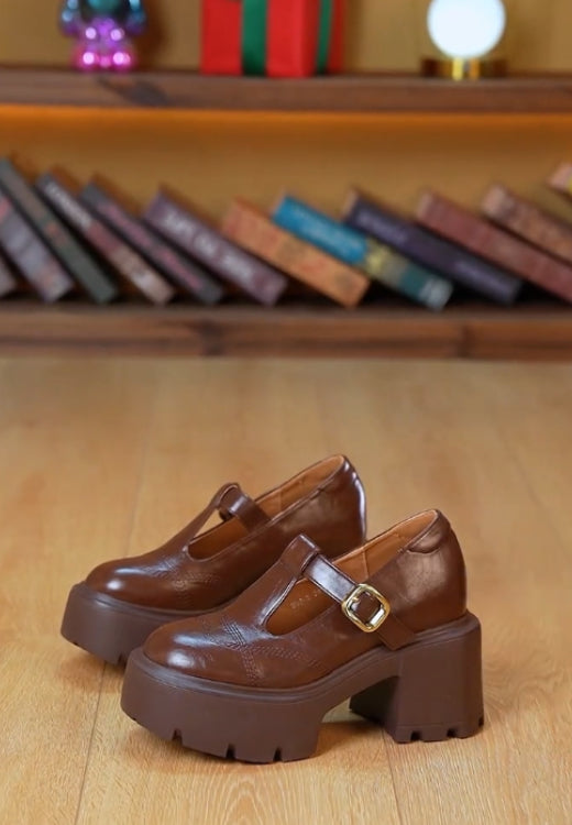 Elegant Roman high heel casual leather shoes