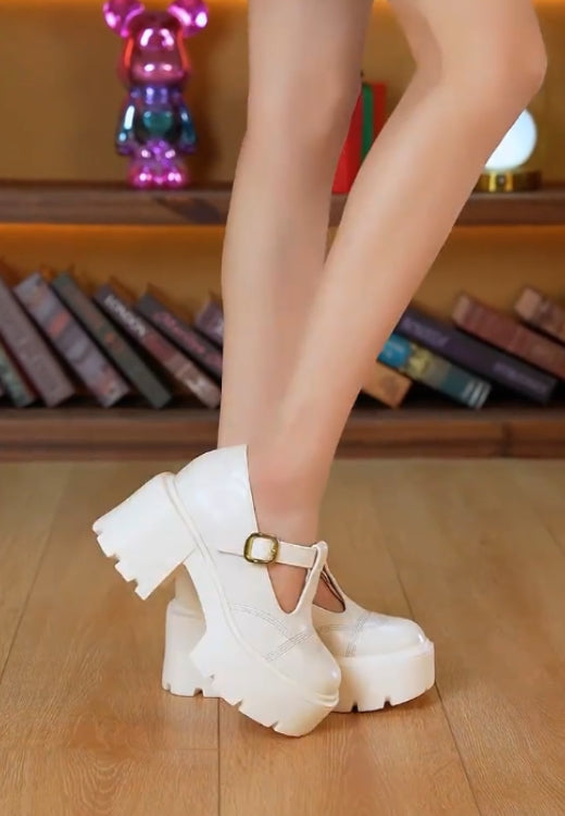 Elegant Roman high heel casual leather shoes