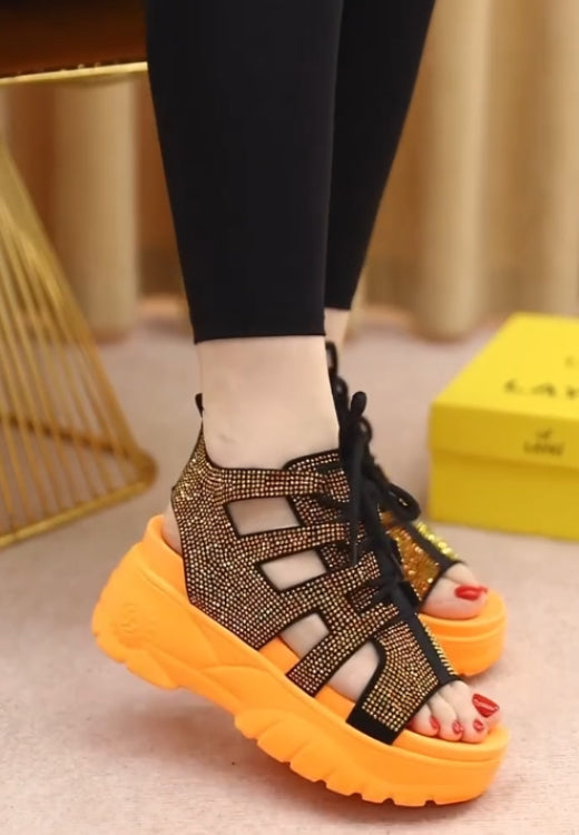Bright color Flash diamond striped Roman sandals