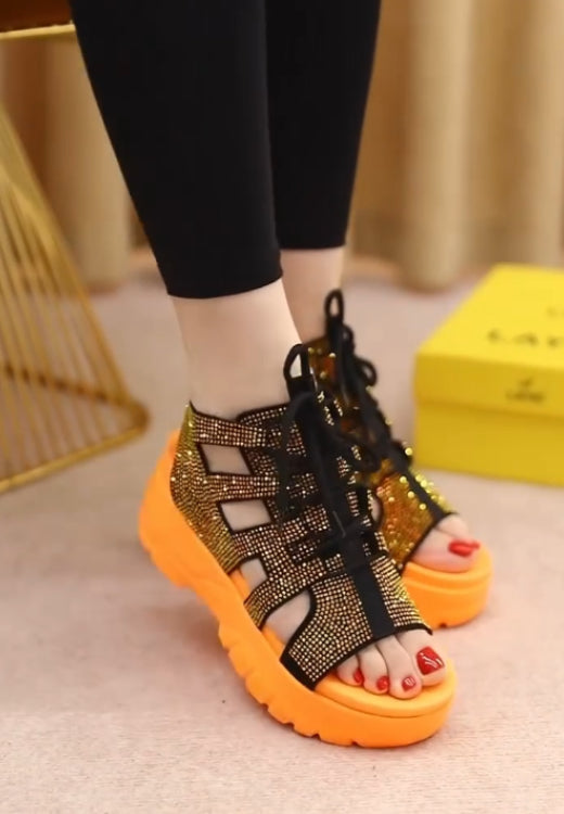 Bright color Flash diamond striped Roman sandals