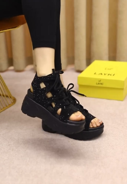 Fashion Flash Diamond Black and White Sandals