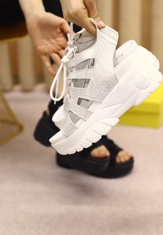 Fashion Flash Diamond Black and White Sandals