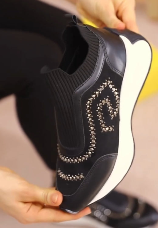 Fashion diamond maze elastic casual shoes