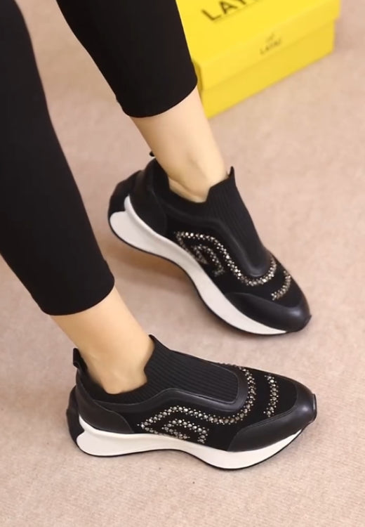 Fashion diamond maze elastic casual shoes