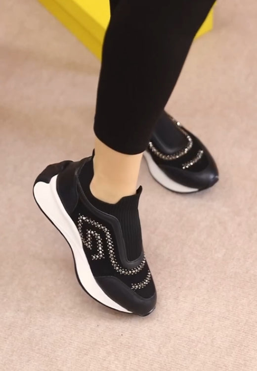 Fashion diamond maze elastic casual shoes