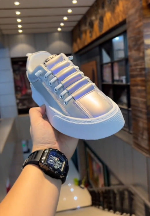 Men's laser leather panel shoes casual shoes