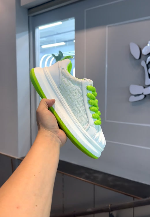 Fluorescent green thick rope printed shoes