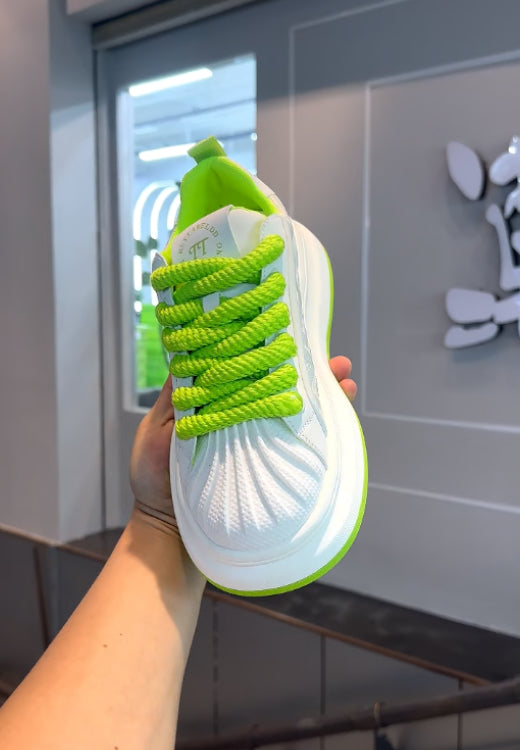 Fluorescent green thick rope printed shoes