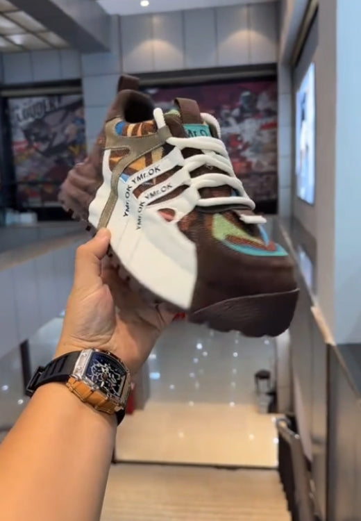 Men's ice cream color matching increased platform casual shoes