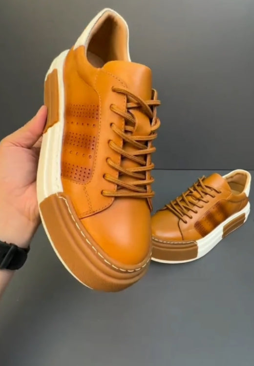 Men's slash handmade leather casual shoes