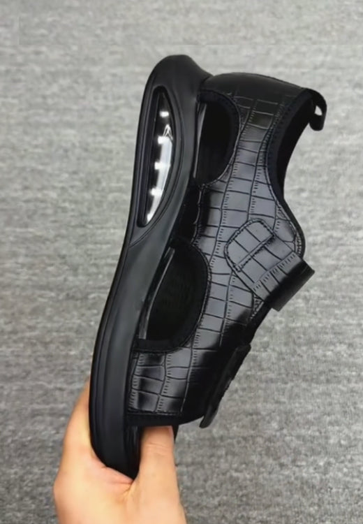 Men's black high quality leather sandals