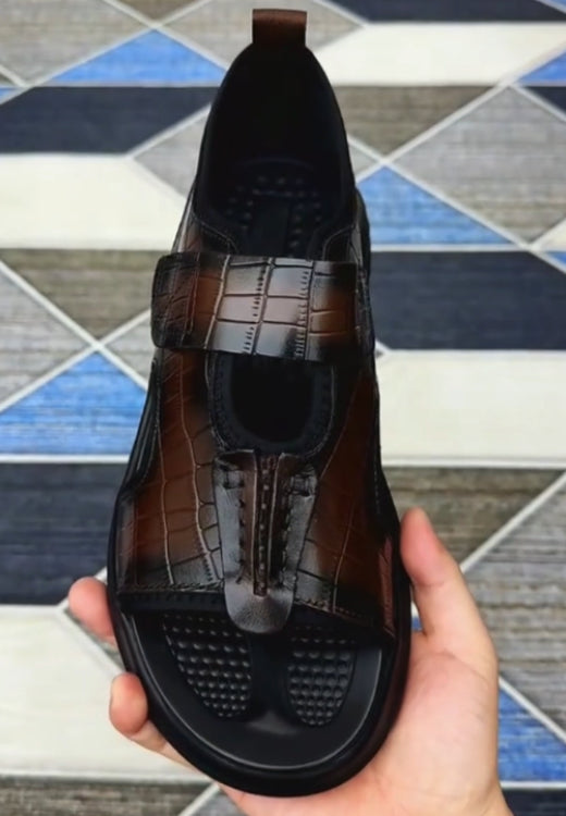 Men's Brown Air Cushion Leather Sandals