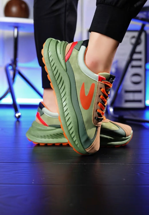 Men's green flame heightening casual shoes