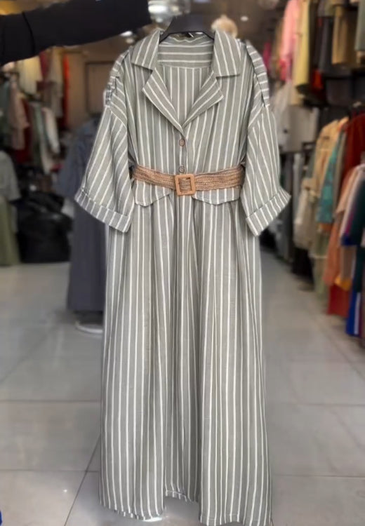 Elegant striped polo neck shirt skirt