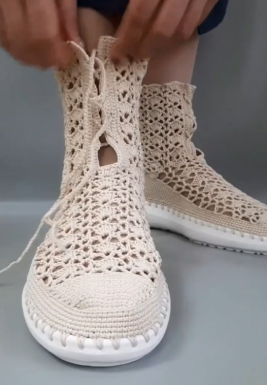 High-top washable extremely light woven cloth shoes