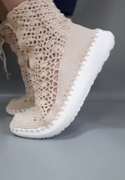 High-top washable extremely light woven cloth shoes