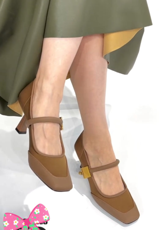 Elegant and comfortable metal buckle high heels