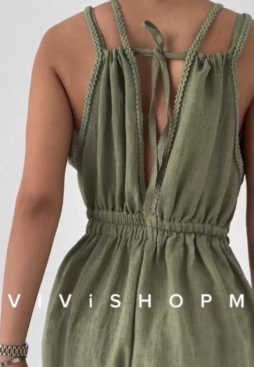 Summer suspender strapless jumpsuit