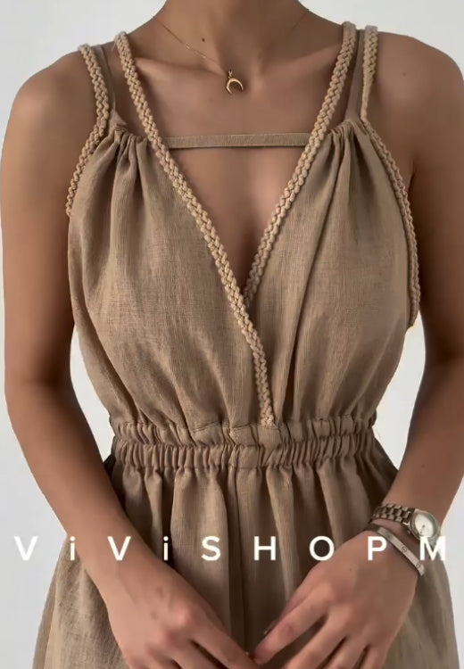 Summer suspender strapless jumpsuit