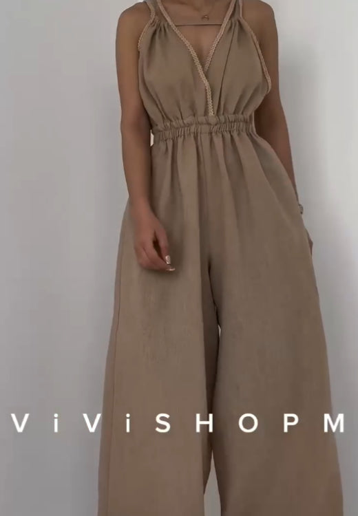 Summer suspender strapless jumpsuit