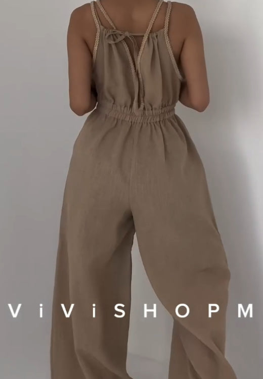 Summer suspender strapless jumpsuit