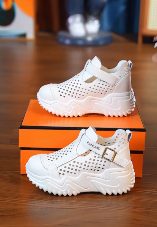 Zipper hollow low-top casual shoes