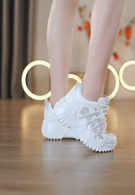 Silver shiny four-bar breathable casual shoes