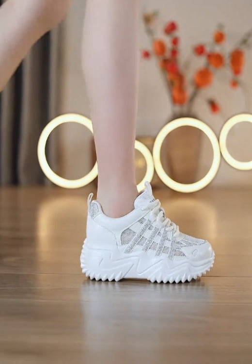 Silver shiny four-bar breathable casual shoes
