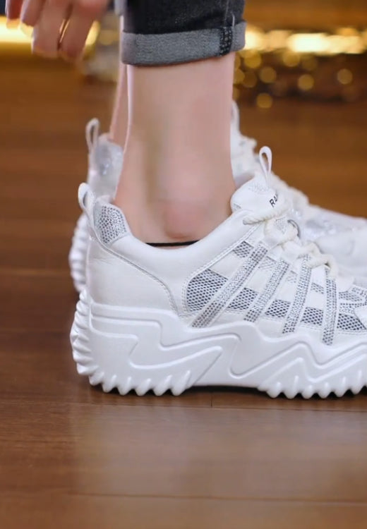 Silver shiny four-bar breathable casual shoes