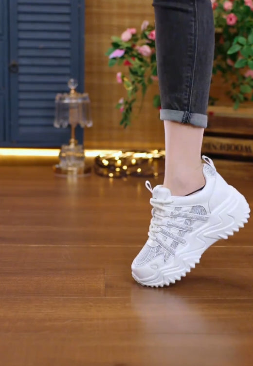 Silver shiny four-bar breathable casual shoes