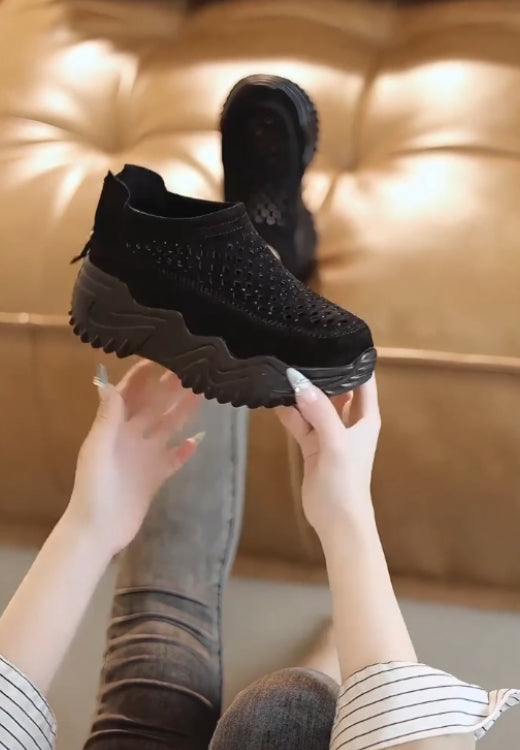 Zipper hollow low-top casual shoes