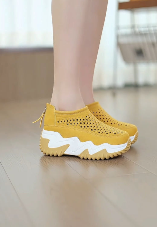 Zipper hollow low-top casual shoes