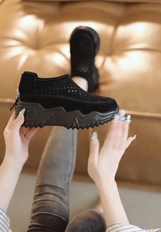 Zipper hollow low-top casual shoes