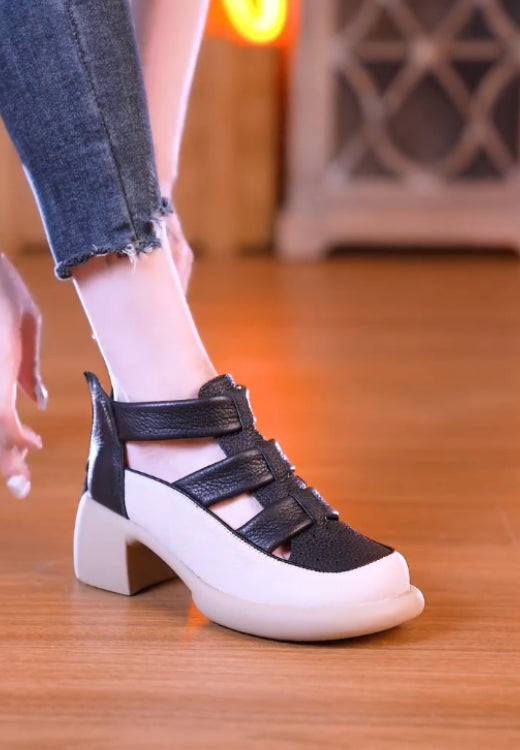 Protective ankle elastic wide shoelaces hollow leisure high heels