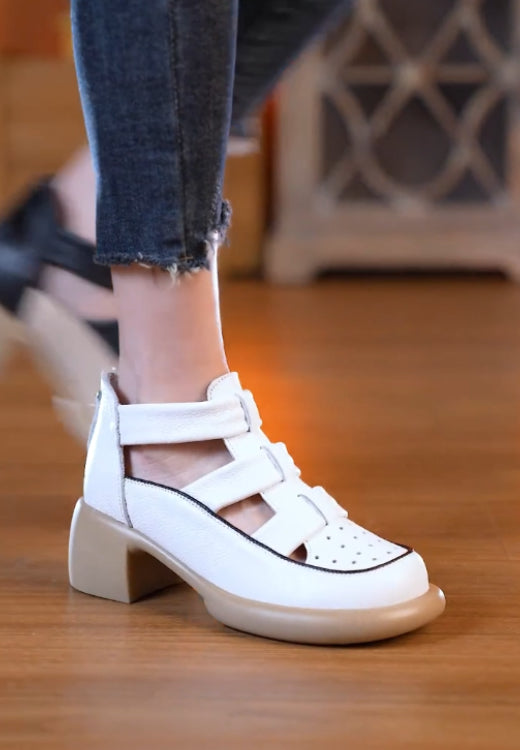 Protective ankle elastic wide shoelaces hollow leisure high heels