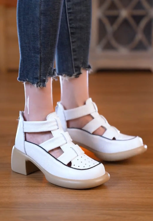 Protective ankle elastic wide shoelaces hollow leisure high heels