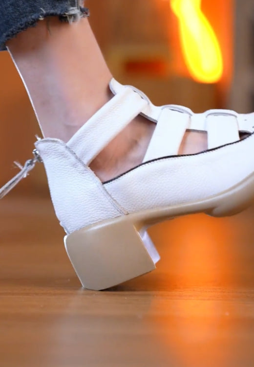 Protective ankle elastic wide shoelaces hollow leisure high heels