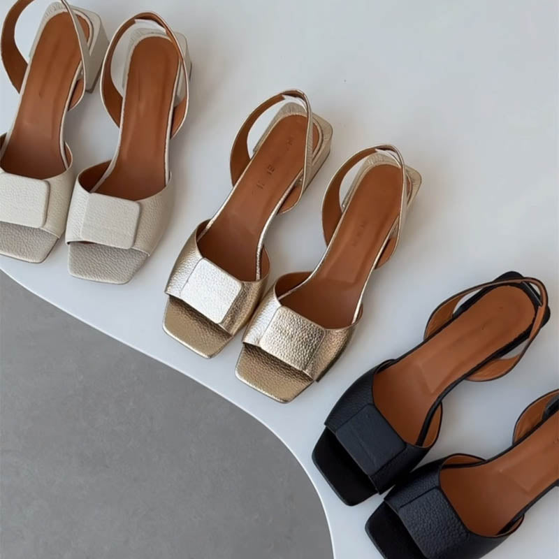 Fashion Square Buckle-Detail Sandals