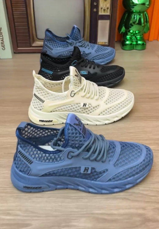 Men's fashion tri-color mesh breathable casual shoes